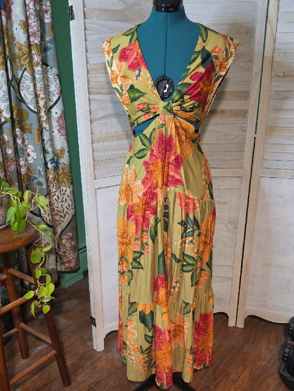 FARM Rio Brazil Arara Em Flor Floral Cutout Maxi Dress Medium - Picture 3 of 7